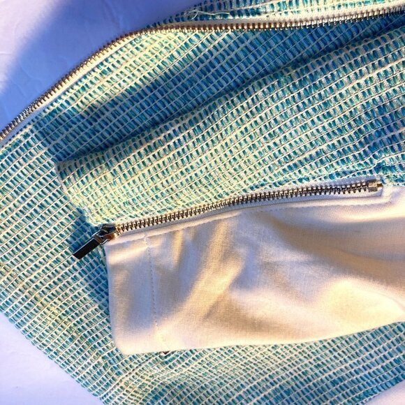 Lane Bryant SZ 26 Aqua & Cream Zip front Jacket Academia Modern Career Y2K - Picture 6 of 8